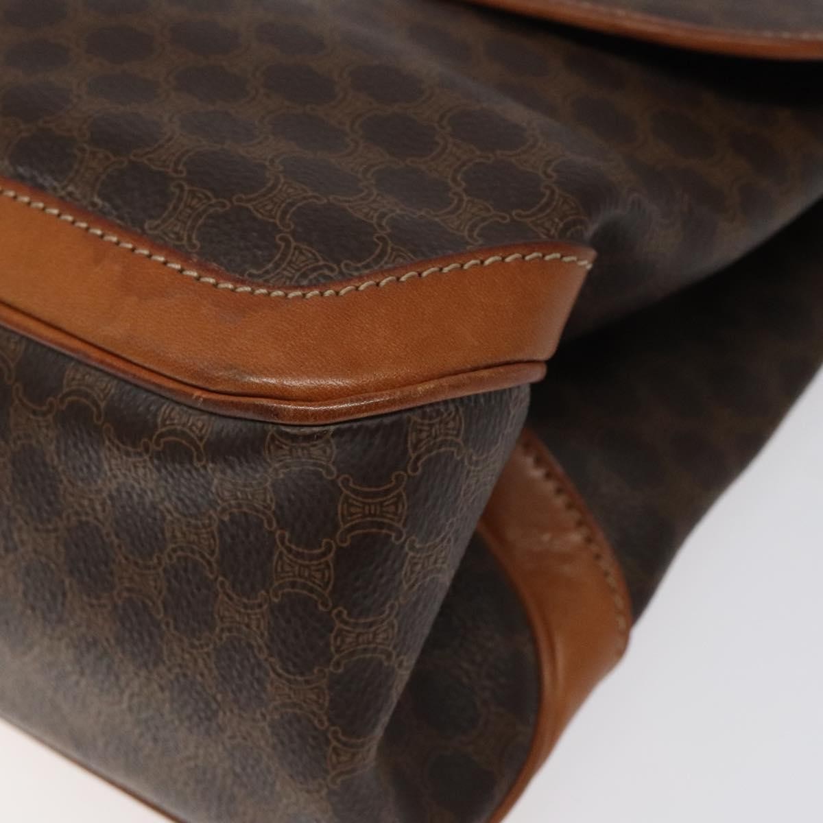 Celine Macadam Handbag Macadam with leather, BROWN, CANVAS, Handbag