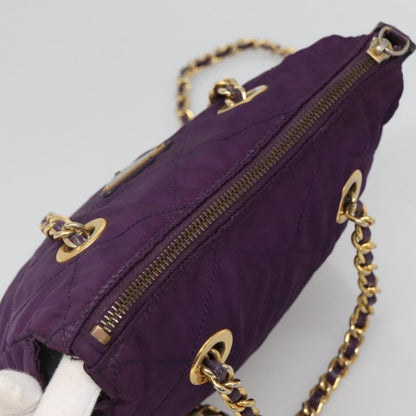 Prada Chain Shoulder Bag Quilted Tessuto, PURPLE, NYLON, Shoulder bag