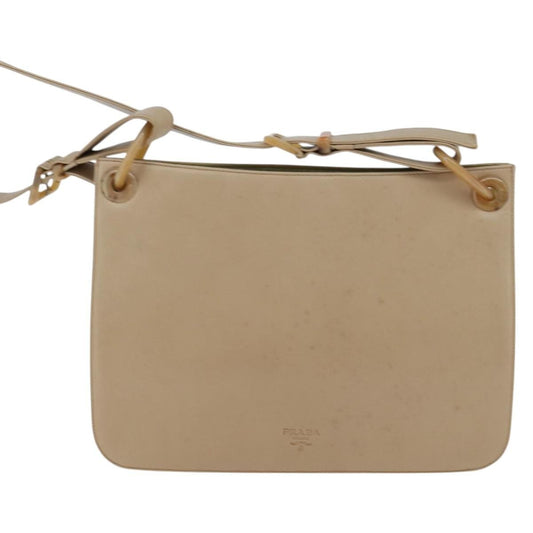 Prada Vintage Shoulder Bag Leather, BEIGE, LEATHER, Shoulder bag