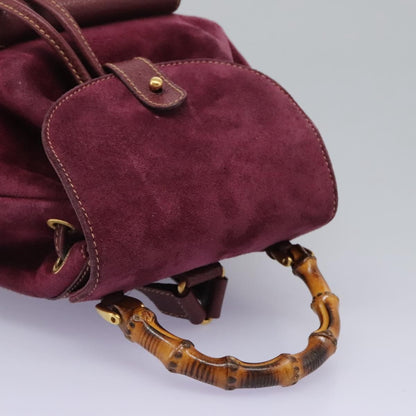 Gucci Vintage Bamboo Backpack Suede, PURPLE, SUEDE, Backpack