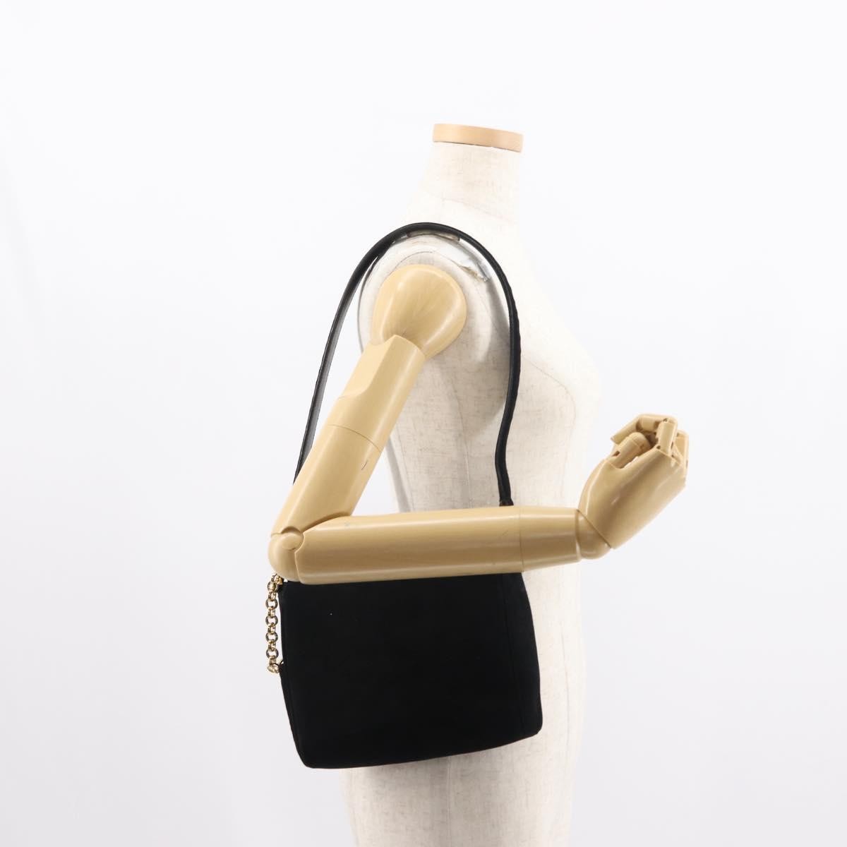 Salvatore Ferragamo Gancini Shoulder Bag Suede, BLACK, SUEDE, Shoulder bag