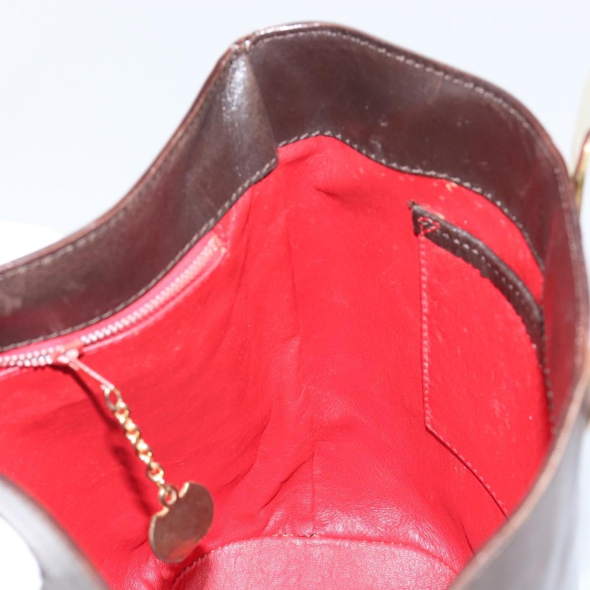 Celine Circle logo Leather, BROWN, LEATHER, Shoulder bag