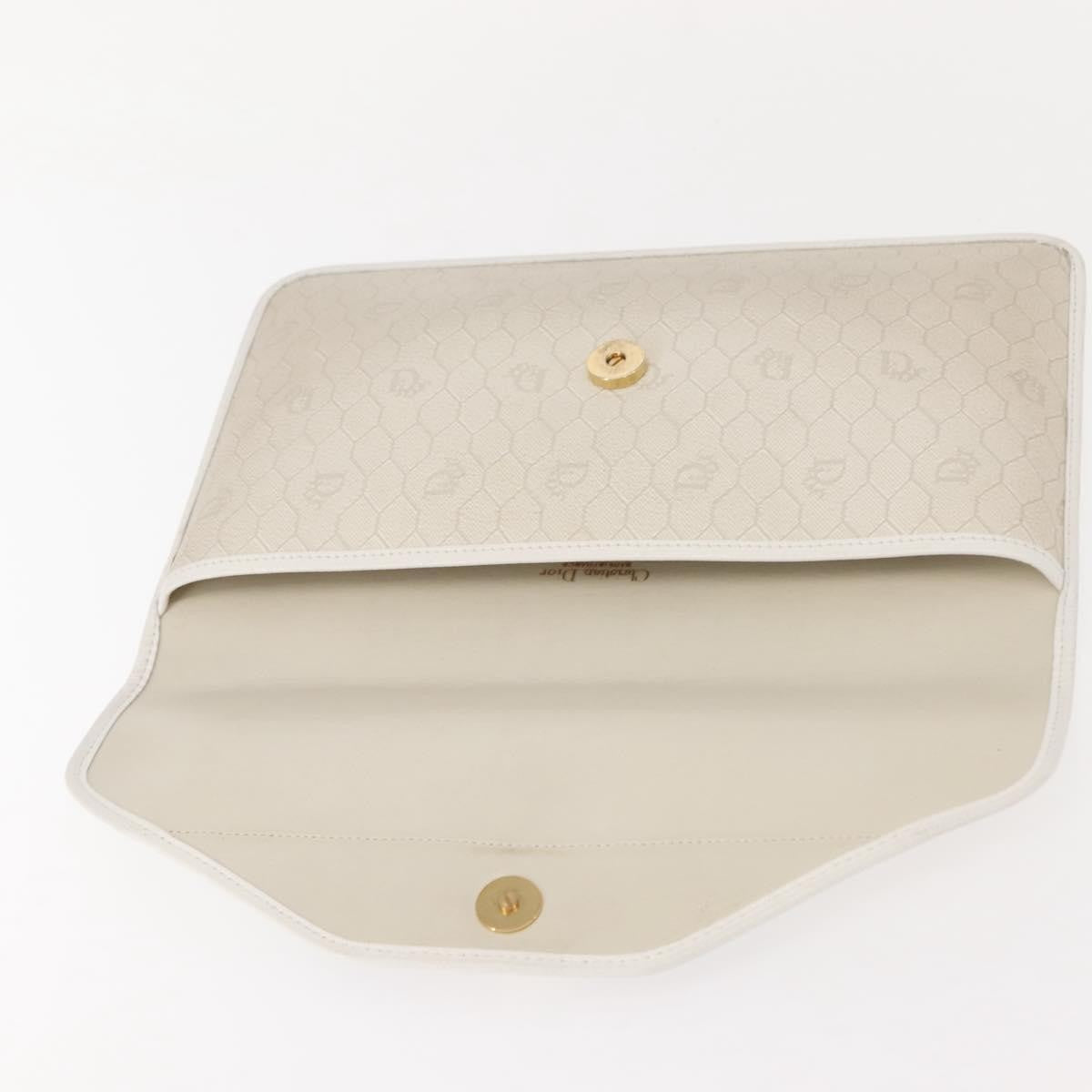 Christian Dior Vintage honeycomb clutch Canvas, WHITE, CANVAS, Clutche & pouche