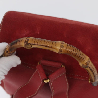 Gucci Vintage Bamboo Backpack Suede and Leather, Red, Suede, Backpack