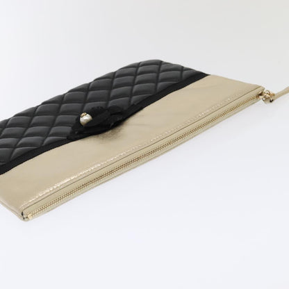 Chanel Pearl O Case Clutch Quilted Lambskin and Calfskin, BLACK, LEATHER, Clutche & pouche