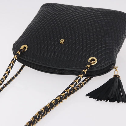 Bally Vintage Chain Shoulder Bag Quilted Leather, Black, Leather, Shoulder Bag