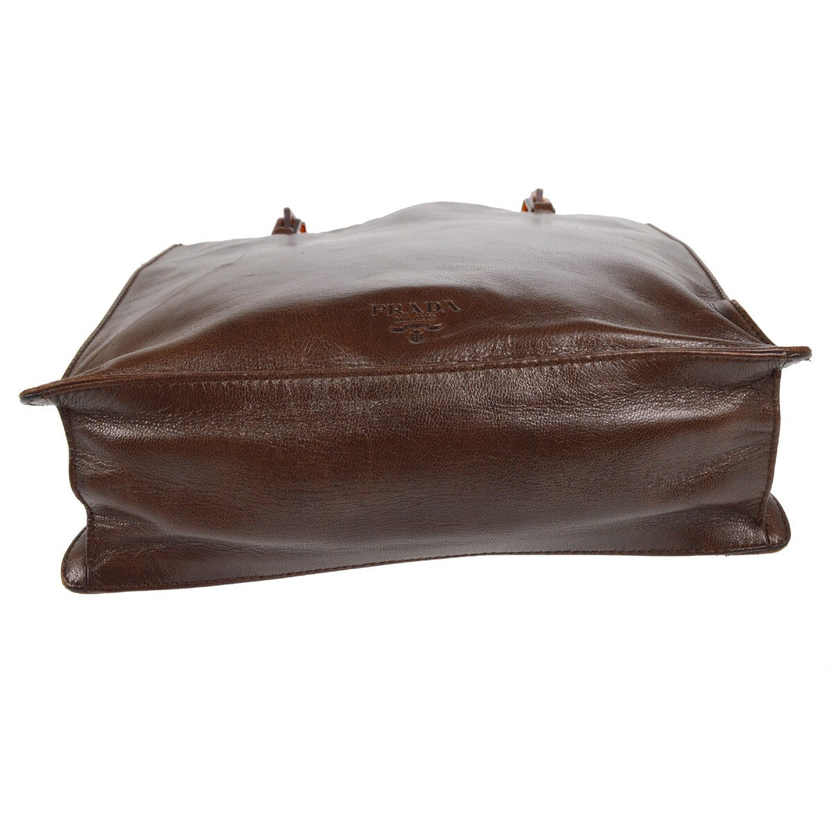Prada Vintage Tote Leather, BROWN, LEATHER, Tote bag