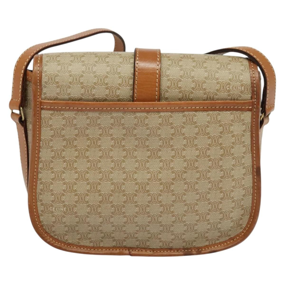 Celine Macadam Shoulder Bag PVC Leather, BEIGE, CANVAS, Shoulder bag