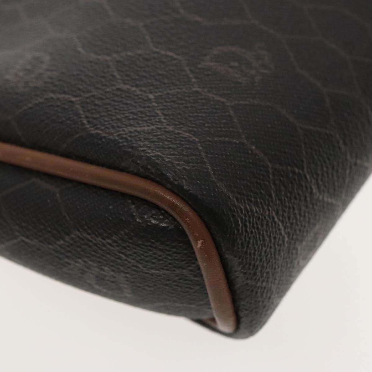 Christian Dior Vintage Honeycomb Zip Pouch Coated Canvas, BLACK, PVC, Clutche & pouche