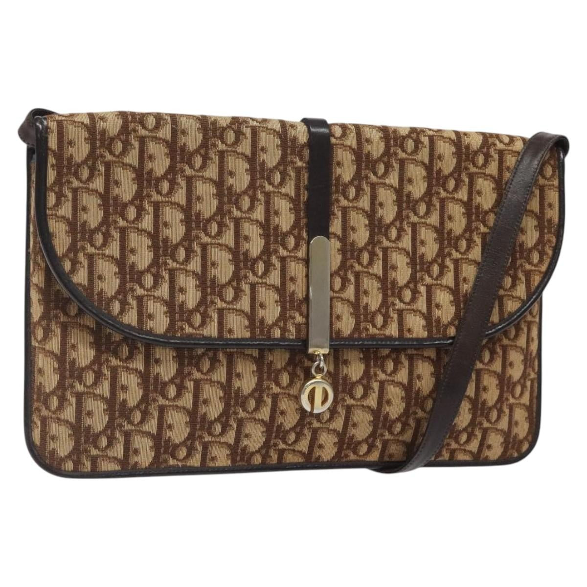 Christian Dior Vintage Trotter Shoulder Bag Canvas, BROWN, CANVAS, Shoulder bag