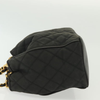 Chanel Vintage Drawstring Chain Bucket Bag Quilted Canvas, BLACK, CANVAS, Shoulder bag