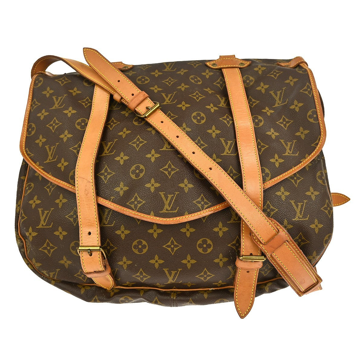 Louis Vuitton Saumur Handbag Monogram Canvas, BROWN, CANVAS, Shoulder bag