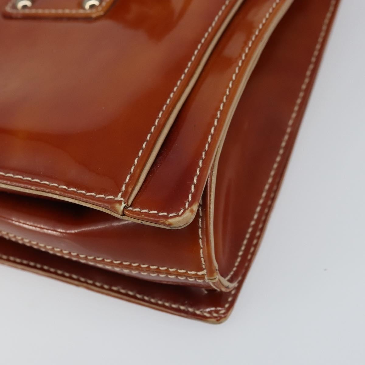 Salvatore Ferragamo Gancini handbag Patent leather, BROWN, PATENT_LEATHER, Handbag