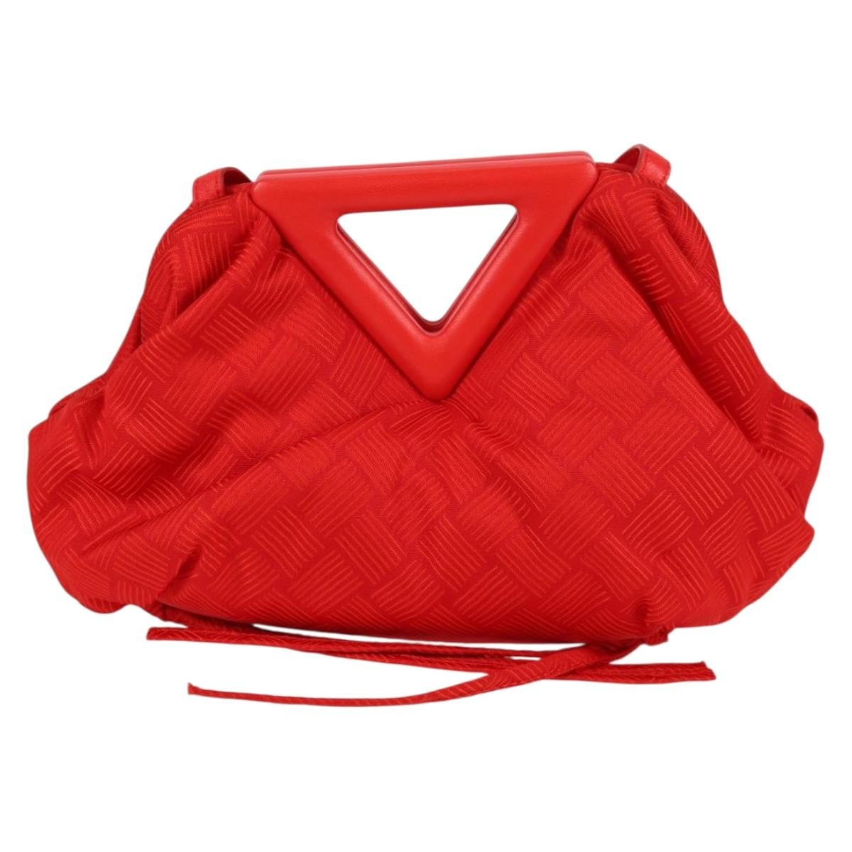 Bottega Veneta Point Shoulder Bag Chunky Knit Fabric, RED, NYLON, Shoulder bag