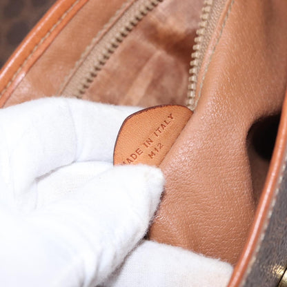 Celine Vintage Macadam Shoulder Bag Canvas and Leather, BROWN, CANVAS, Shoulder bag