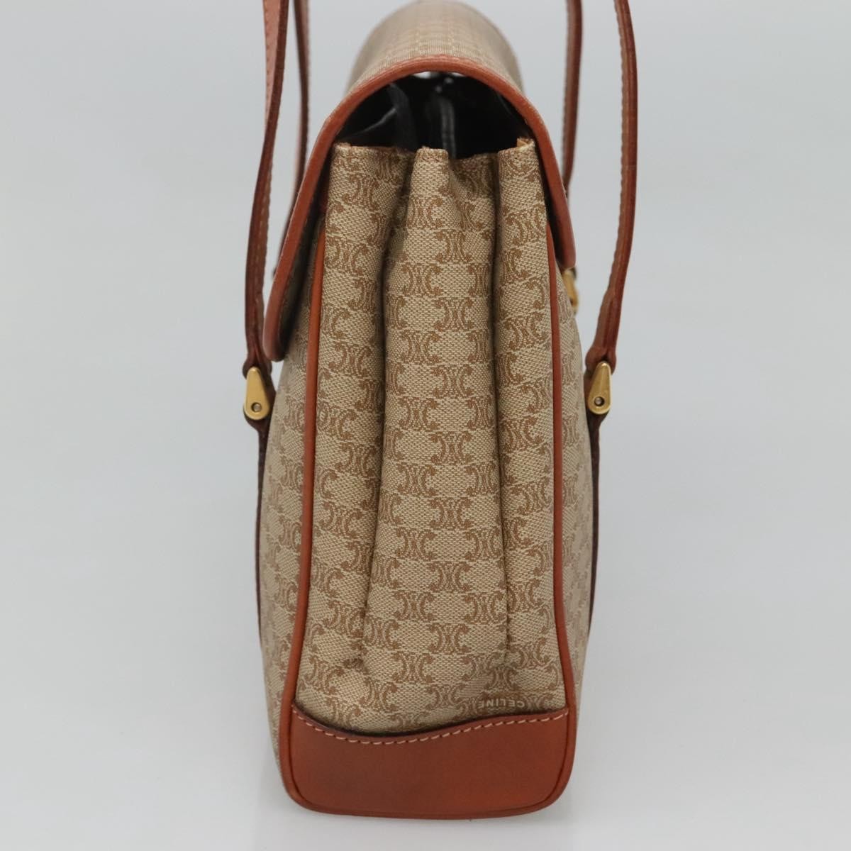 Celine Vintage Macadam Handbag Canvas, BEIGE, CANVAS, Handbag