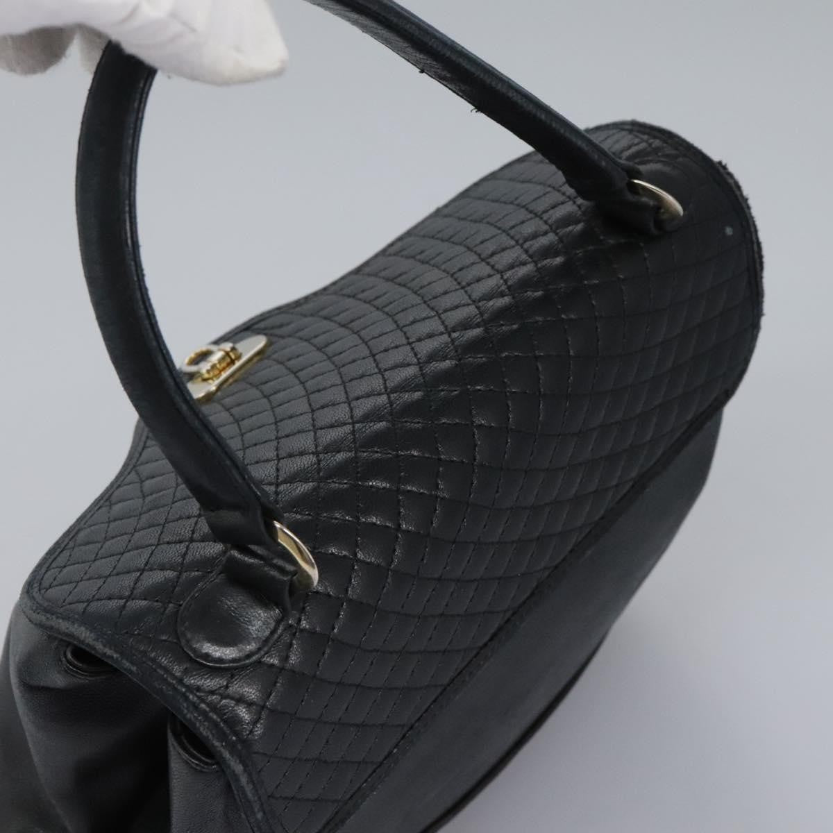 Bally Vintage Handbag Quilted Leather, Black, Leather, Handbag