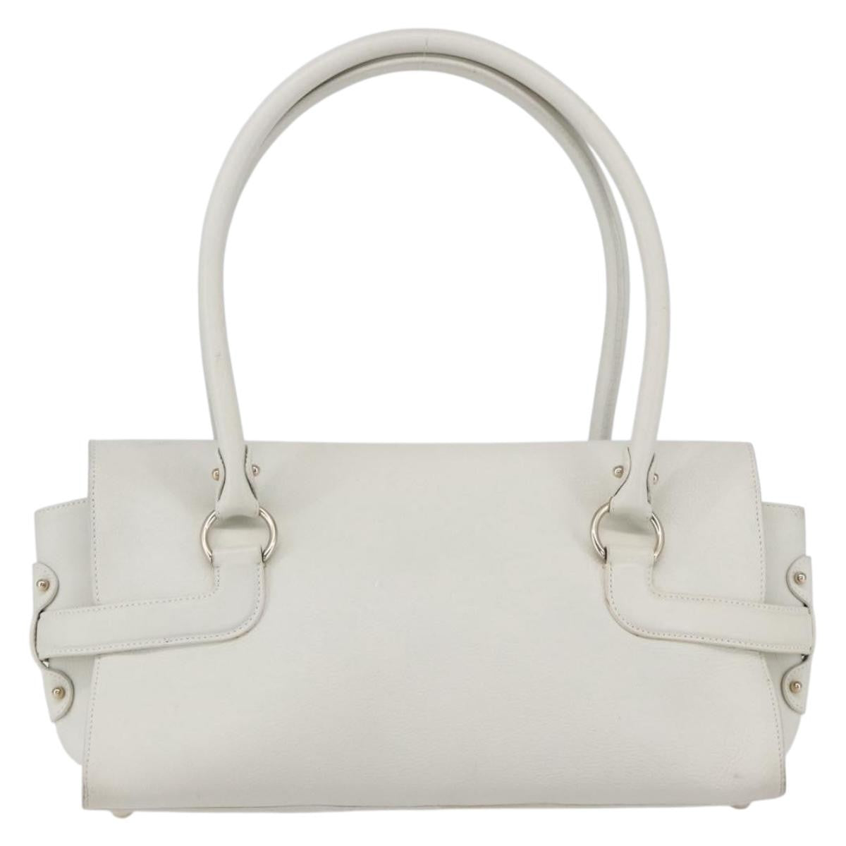 Salvatore Ferragamo Gina Satchel Leather, WHITE, LEATHER, Handbag