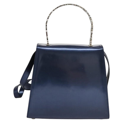 Salvatore Ferragamo Gancini handbag Patent leather, BLUE, PATENT_LEATHER, Handbag