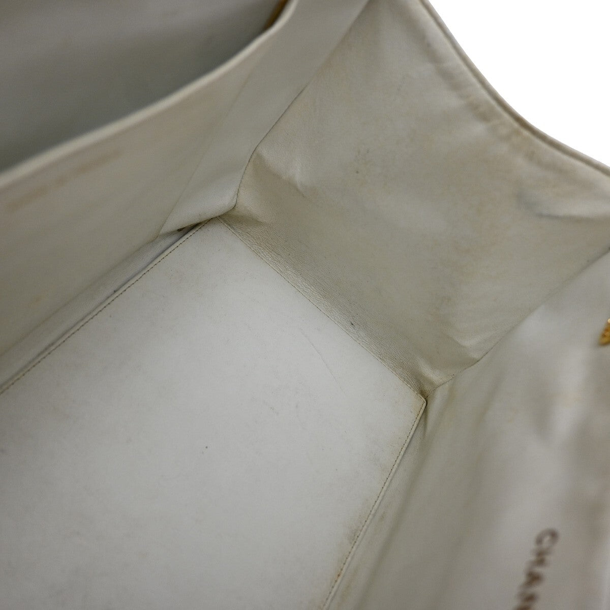 Chanel Vintage Grand Shopping Tote Quilted Calfskin, WHITE, LEATHER, Tote bag