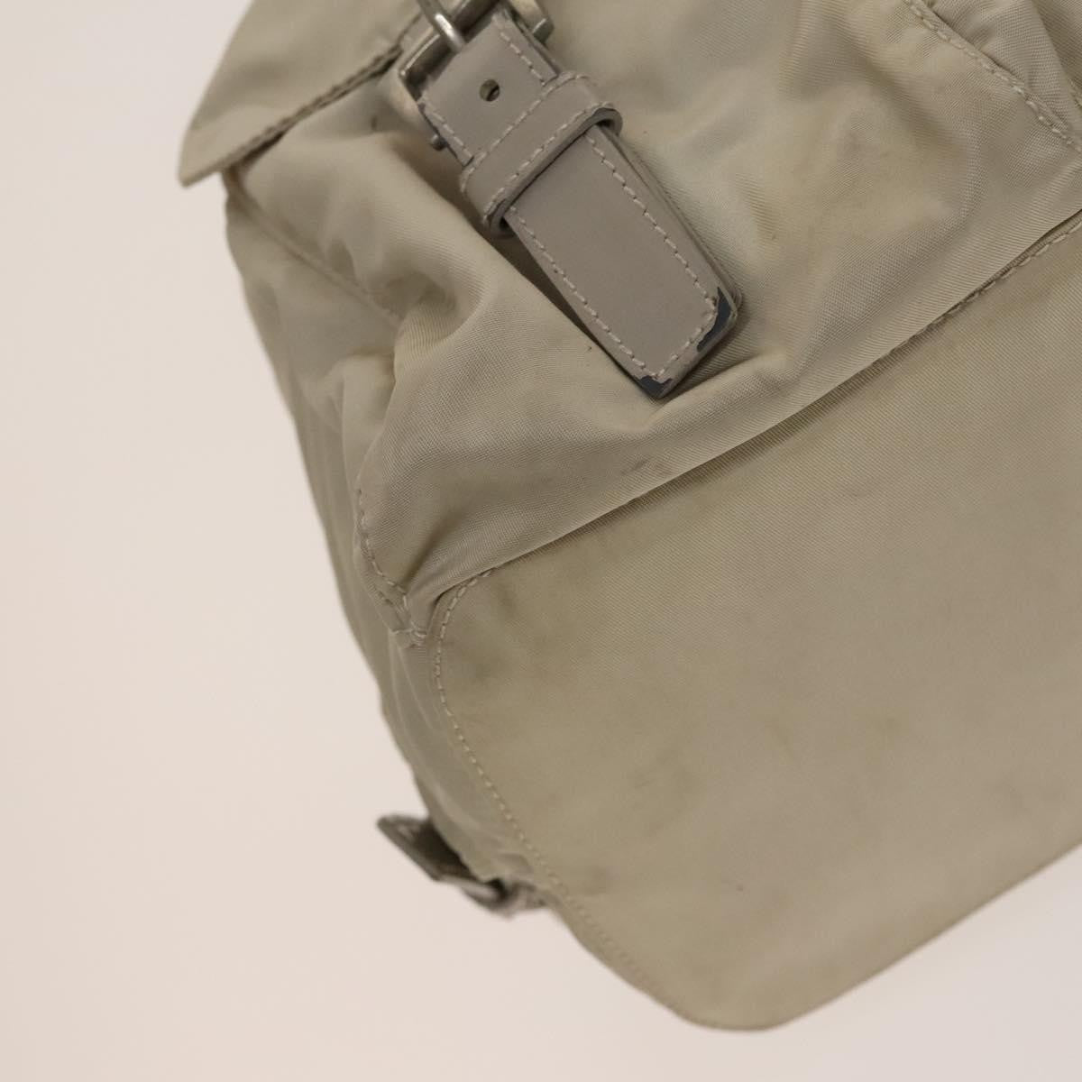 Prada Vela Double Front Pocket Backpack Tessuto with Saffiano Leather, SILVER, NYLON, Backpack