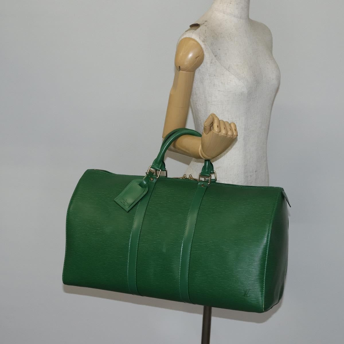 Louis Vuitton Keepall Bag Epi Leather, GREEN, LEATHER, Travel bag