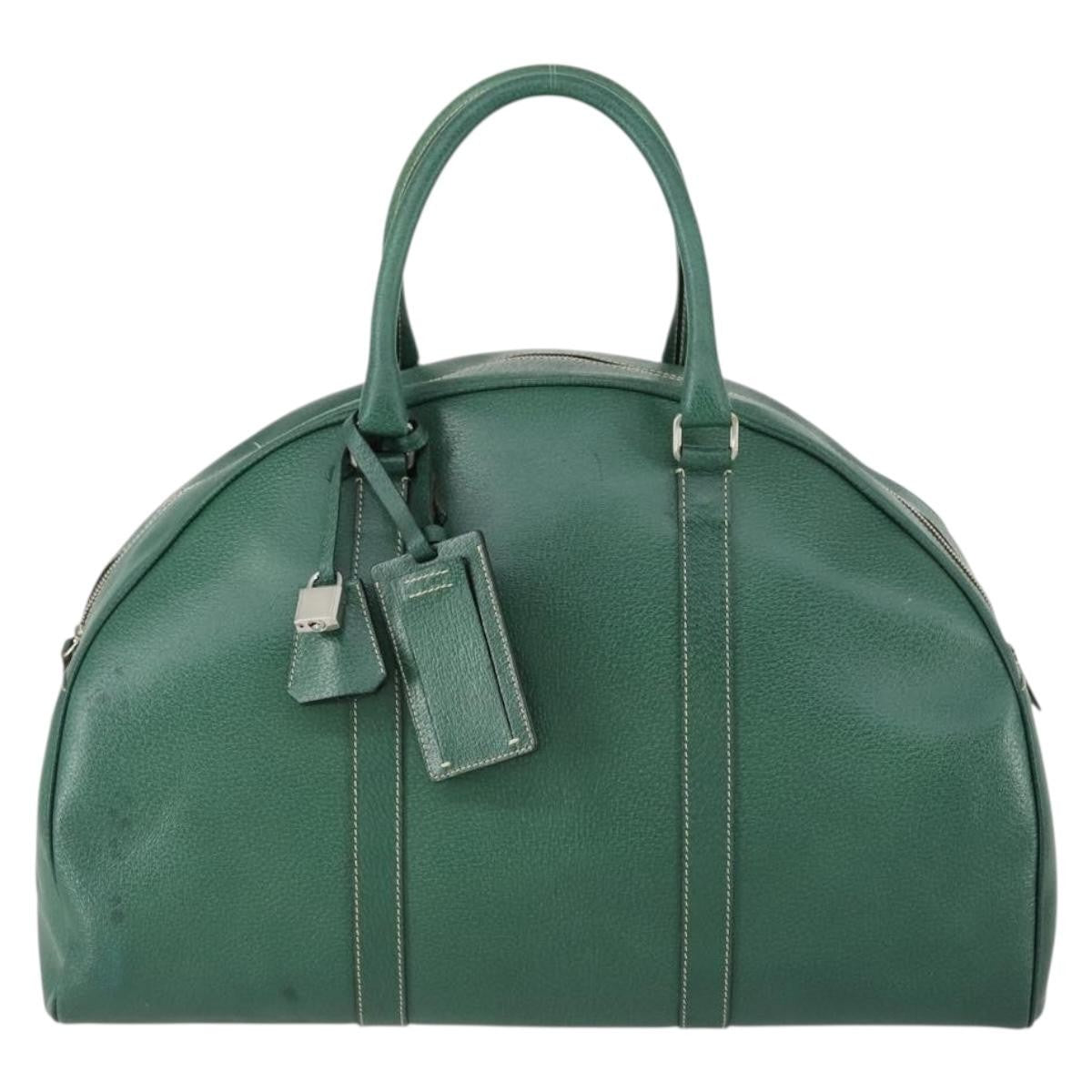 Prada Vintage Boston Bag Leather, GREEN, LEATHER, Travel bag