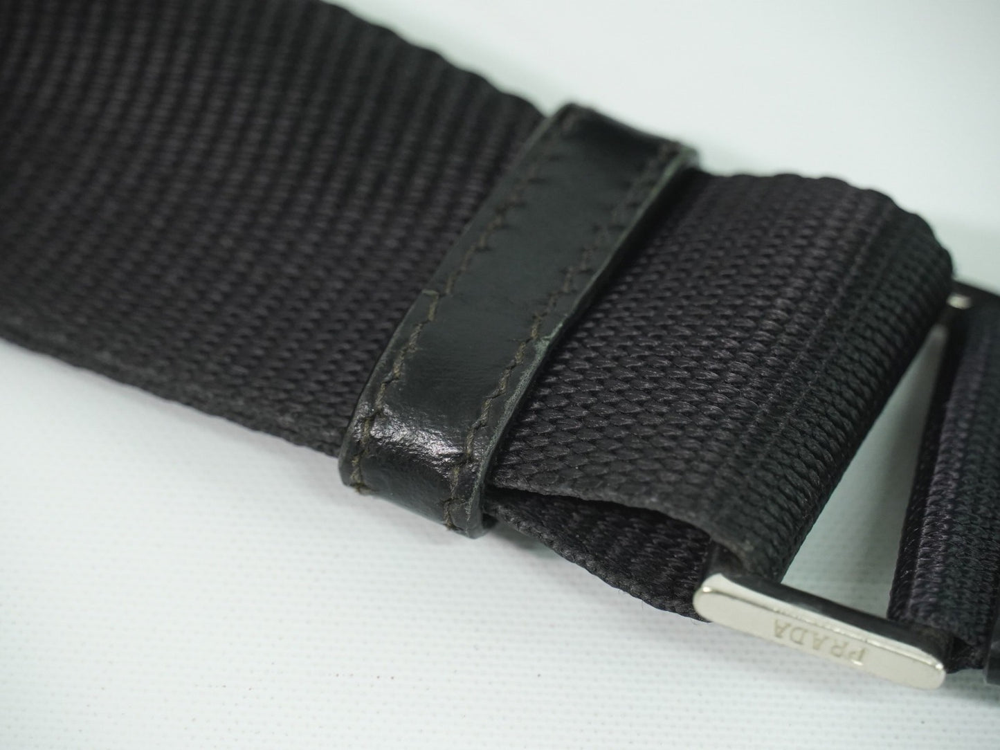 Prada Zip Buckle Messenger Bag Tessuto, BLACK, NYLON, Shoulder bag