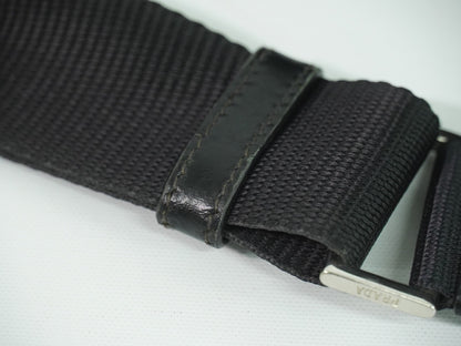 Prada Zip Buckle Messenger Bag Tessuto, BLACK, NYLON, Shoulder bag