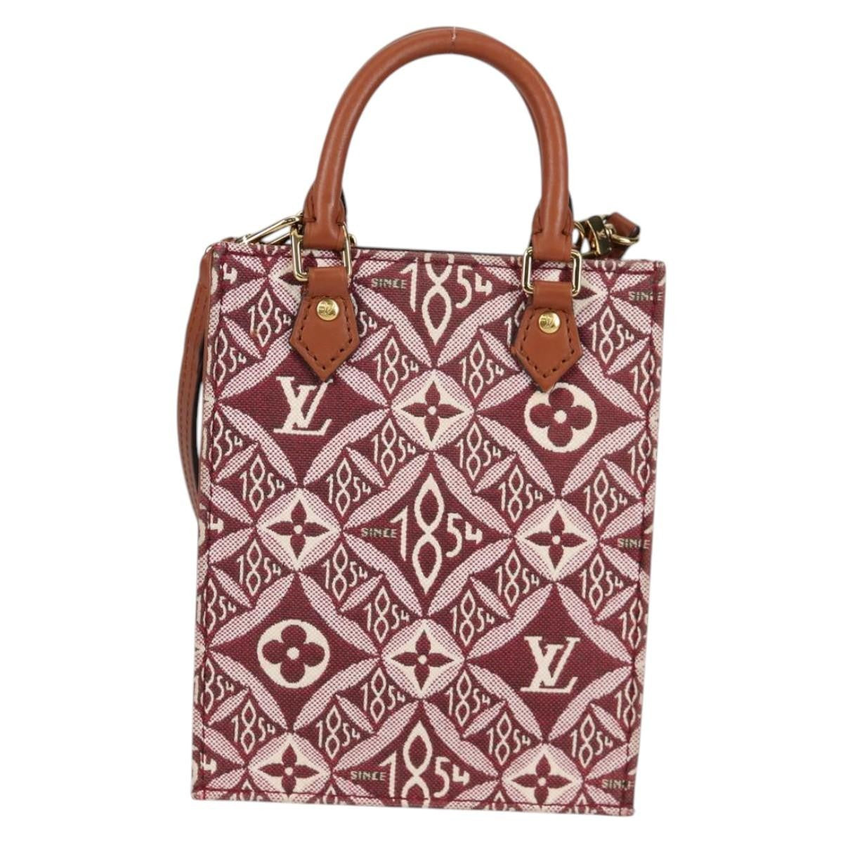 Louis Vuitton Petit Sac Plat Bag Limited Edition Since 1854 Monogram Jacquard, BROWN, CANVAS, Handbag