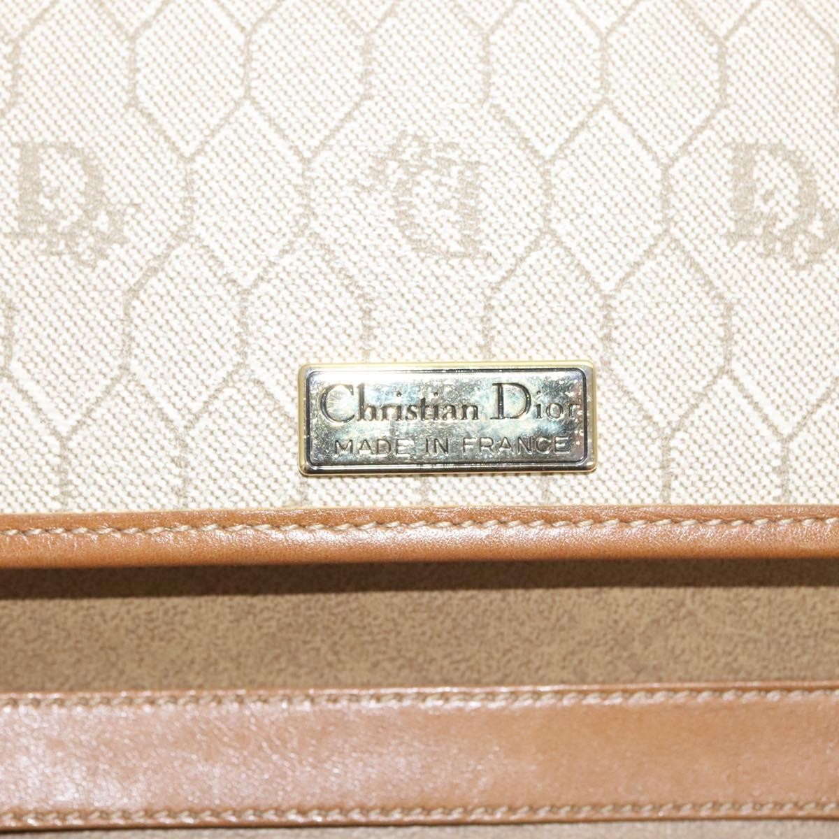 Christian Dior Vintage Honeycomb chain Canvas, BEIGE, CANVAS, Handbag