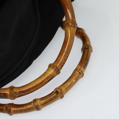 Gucci Vintage Bamboo Handle Tote Nylon, BLACK, NYLON, Tote bag