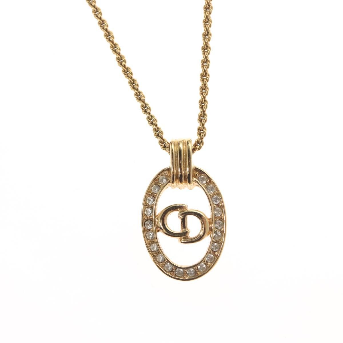 Christian Dior CD Pendant Necklace Gold-plated, GOLD, METAL, Necklace