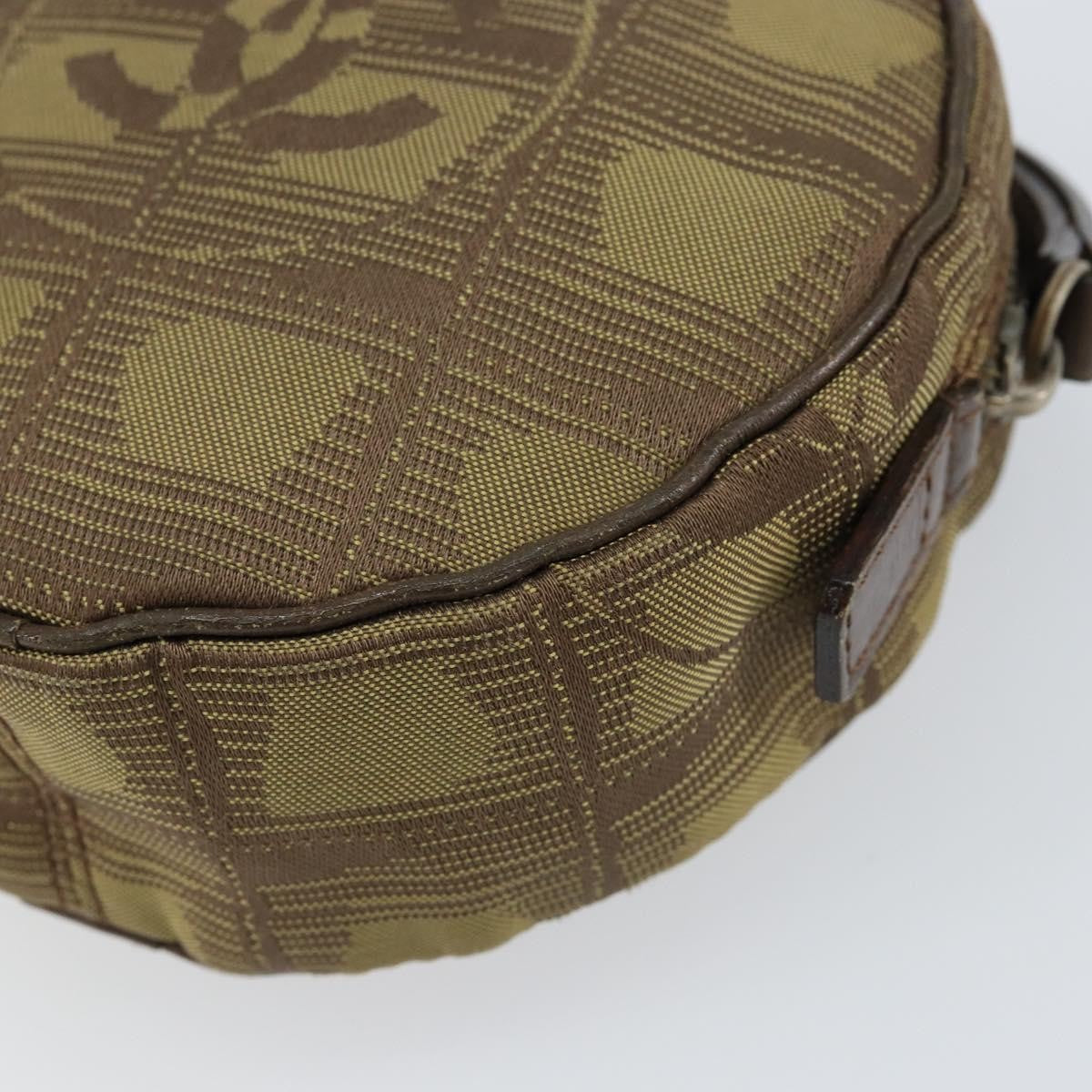 Chanel Travel Line Round Wristlet Nylon, BEIGE, NYLON, Clutche & pouche