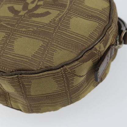Chanel Travel Line Round Wristlet Nylon, BEIGE, NYLON, Clutche & pouche