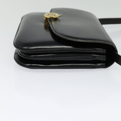 Celine Vintage Triomphe Flap Bag Leather, BLACK, LEATHER, Shoulder bag