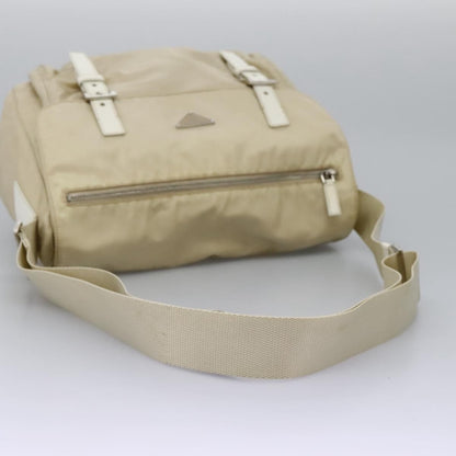 Prada Double Buckle Flap Messenger Bag Tessuto, BEIGE, NYLON, Shoulder bag