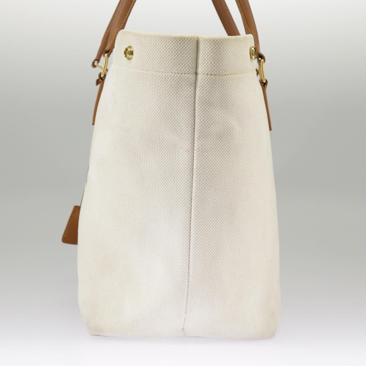 Celine Horizontal Cabas Tote Canvas with Leather, WHITE, CANVAS, Tote bag