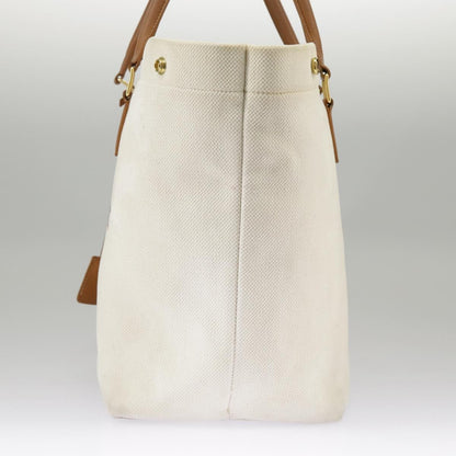 Celine Horizontal Cabas Tote Canvas with Leather, WHITE, CANVAS, Tote bag