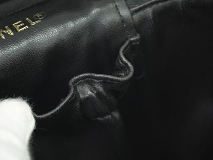 Chanel Vanity pouch Leather, BLACK, LEATHER, Toiletry Case