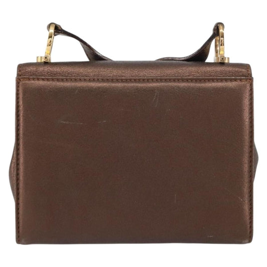 Salvatore Ferragamo Gancini Shoulder Bag Leather, GOLD, LEATHER, Shoulder bag