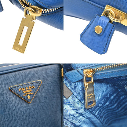 Prada Bauletto Bag Saffiano Leather, BLUE, LEATHER, Handbag