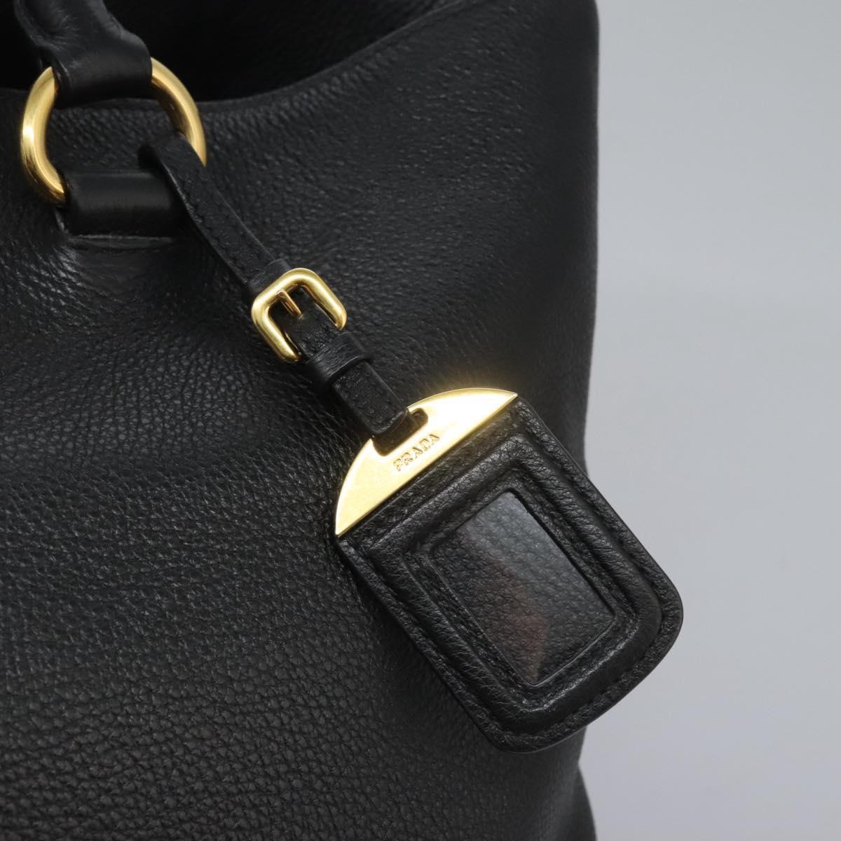 Prada Shopping Tote Vitello Daino, BLACK, LEATHER, Tote bag