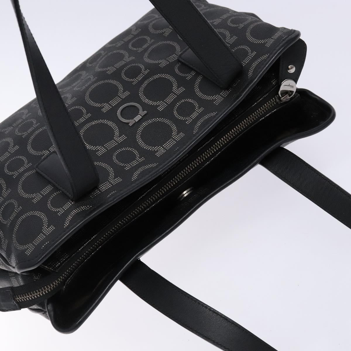 Salvatore Ferragamo Gancini Tote PVC Leather, BLACK, PVC, Tote bag