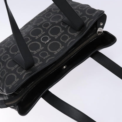 Salvatore Ferragamo Gancini Tote PVC Leather, BLACK, PVC, Tote bag