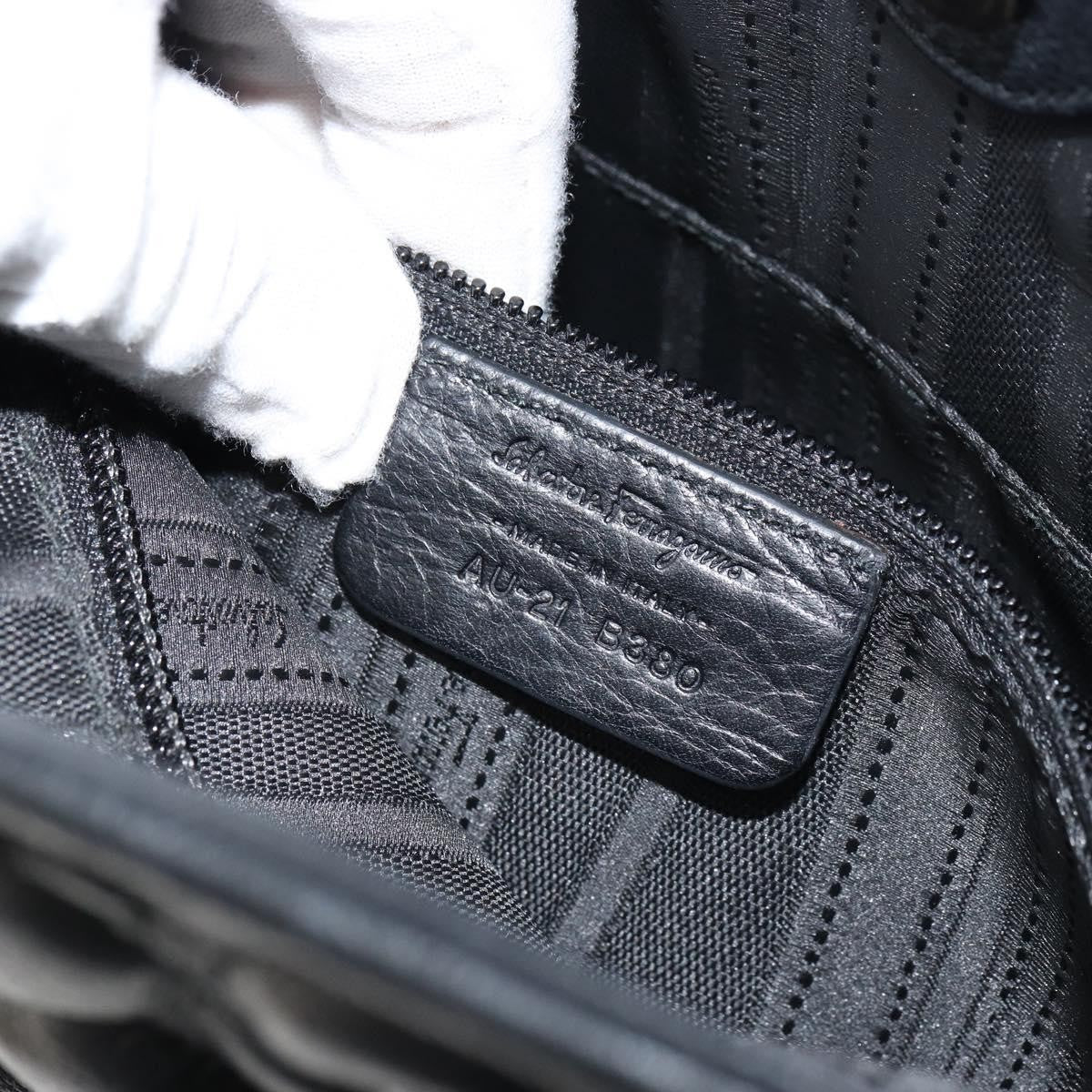 Salvatore Ferragamo Gancini handbag Leather, BLACK, LEATHER, Handbag