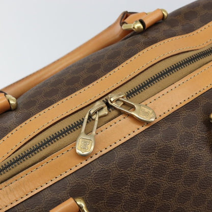 Celine Vintage Macadam Boston bag Canvas and Leather, BROWN, PVC, Travel bag