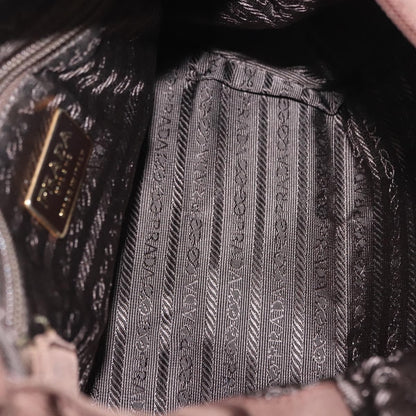 Prada Metal Handles Tote Tessuto, BROWN, NYLON, Handbag