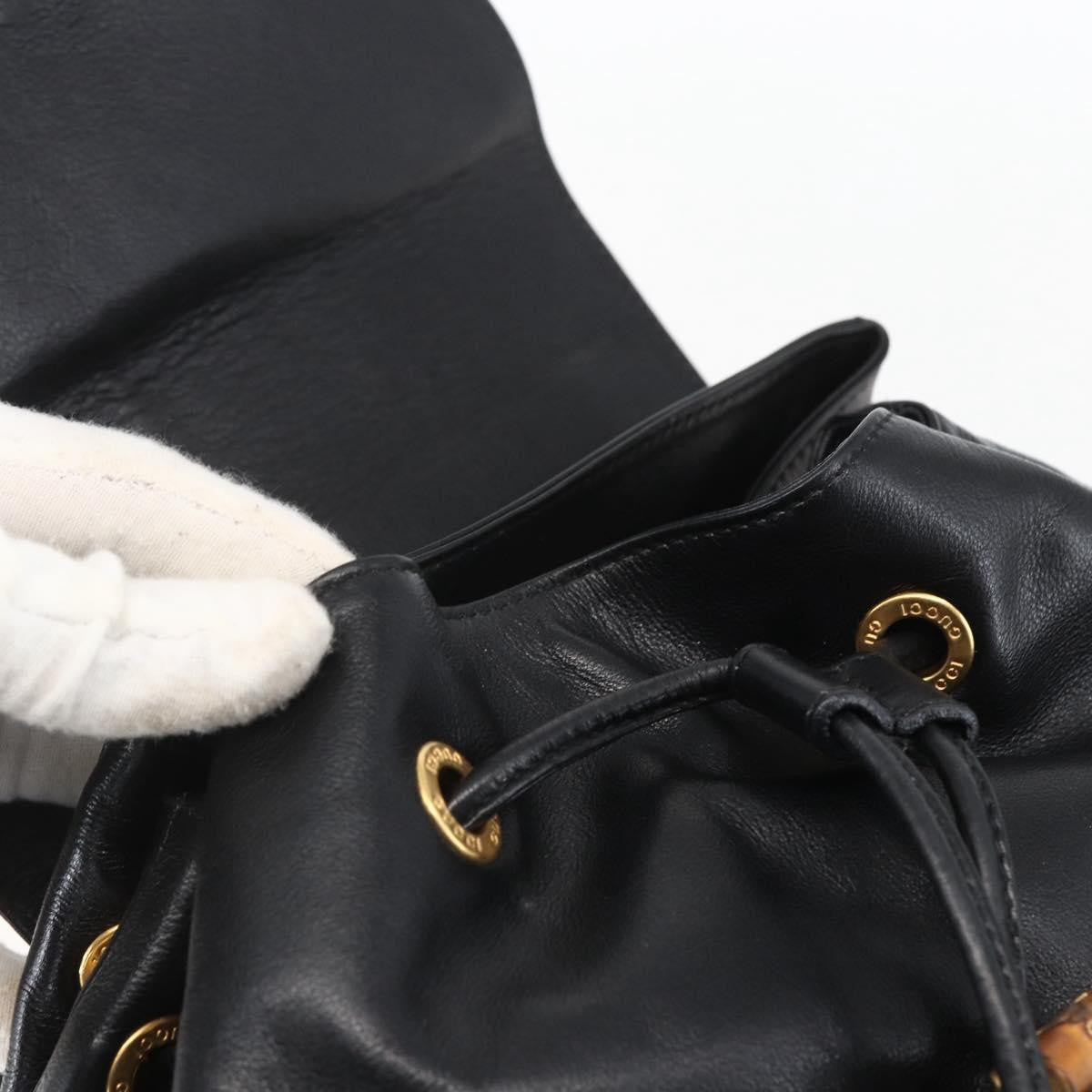 Gucci Vintage Bamboo Backpack Leather, BLACK, LEATHER, Backpack