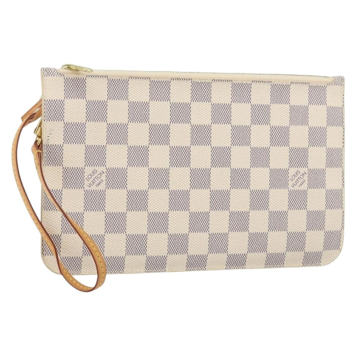 Louis Vuitton Neverfull Pochette Damier, BEIGE, CANVAS, Clutche & pouche